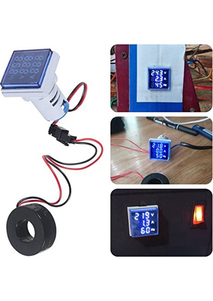 2 Adet Akım Gerilim Hertz Metre, Dijital 3ın1 22MM Voltmetre Ampermetre Hz Metre Ac 60-500 V Akım Frekans Göstergesi (Yurt Dışından) modelleri