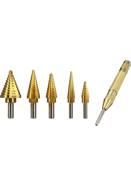 6 Adet 1/4 3/8 Inç Hss Düz Oluk Adım Matkap Ucu Titanyum Kaplamalı Ahşap Metal Delik Kesici Çekirdek Delme Alet Takımı (Yurt Dışından)