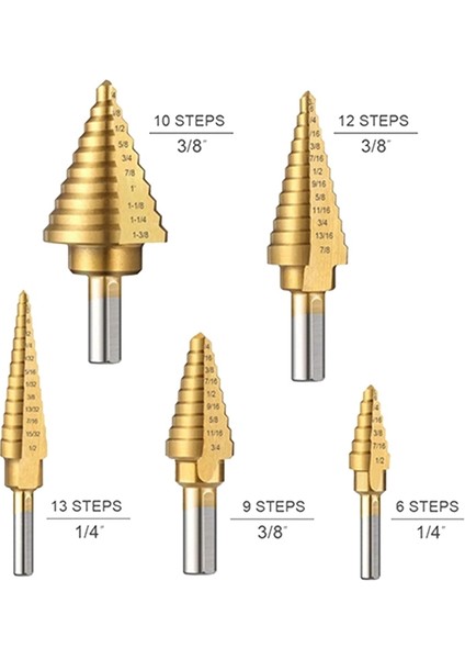 6 Adet 1/4 3/8 Inç Hss Düz Oluk Adım Matkap Ucu Titanyum Kaplamalı Ahşap Metal Delik Kesici Çekirdek Delme Alet Takımı (Yurt Dışından) fiyatları