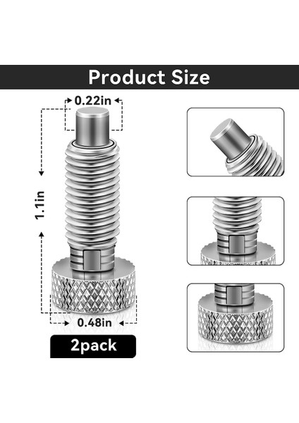El Geri Çekilebilir Yaylı Piston Tırtıllı Saplı Kilit M6 Serbest Bırakma Pimleri Kiti 1/4ınch-20 Boyutu 0.500INCH Uzunluk Konu (Yurt Dışından)