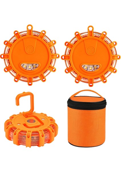 Paket LED Yol Fişekleri Acil Durum Işıkları Yol Kenarı Uyarı Güvenlik Diski Beacon Yanıp Sönen Flare Kiti, Yuvarlak (Yurt Dışından)