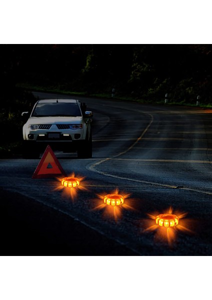 Paket LED Yol Fişekleri Acil Durum Işıkları Yol Kenarı Uyarı Güvenlik Diski Beacon Yanıp Sönen Flare Kiti, Yuvarlak (Yurt Dışından)