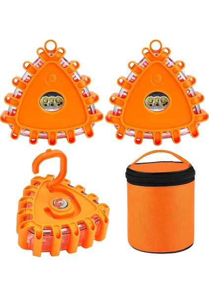 Paket LED Yol Fişekleri Acil Durum Işıkları Yol Kenarı Uyarı Güvenlik Diski Beacon Yanıp Sönen Flare Kiti, Üçgen (Yurt Dışından)