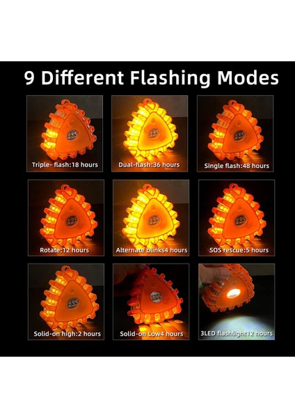 Paket LED Yol Fişekleri Acil Durum Işıkları Yol Kenarı Uyarı Güvenlik Diski Beacon Yanıp Sönen Flare Kiti, Üçgen (Yurt Dışından) fiyatları