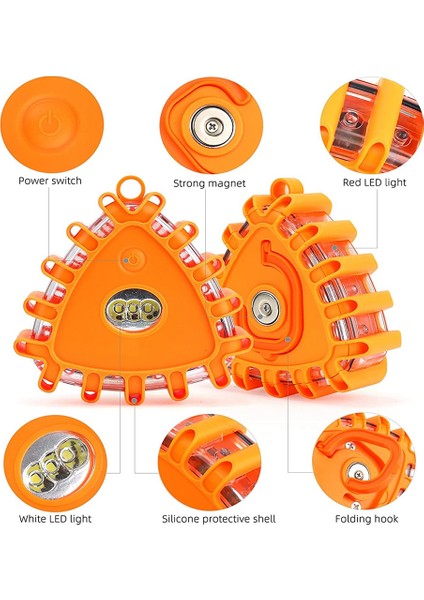 Paket LED Yol Fişekleri Acil Durum Işıkları Yol Kenarı Uyarı Güvenlik Diski Beacon Yanıp Sönen Flare Kiti, Üçgen (Yurt Dışından) modelleri