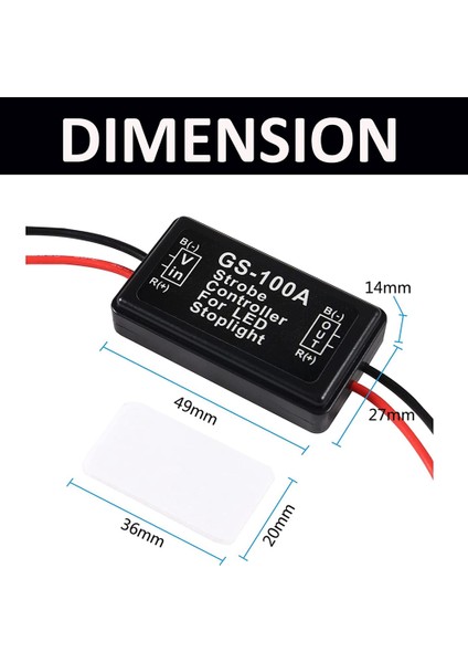 GS-100A Fren Lambası Flaşör Modülü, Dc 12-24V 2A 24W Yüksek Fren Kontrol Cihazı Kuyruk Lambası Güvenlik Istemi Kontrol Cihazı 4 Adet (Yurt Dışından)