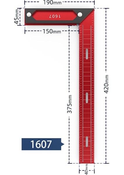 Hassas L Tipi Alüminyum Alaşımlı Kare Çizgi Işaretleme Çizgi Çizim Cetvel Çizme Ölçme Ölçer ARACI-420MM (Yurt Dışından)