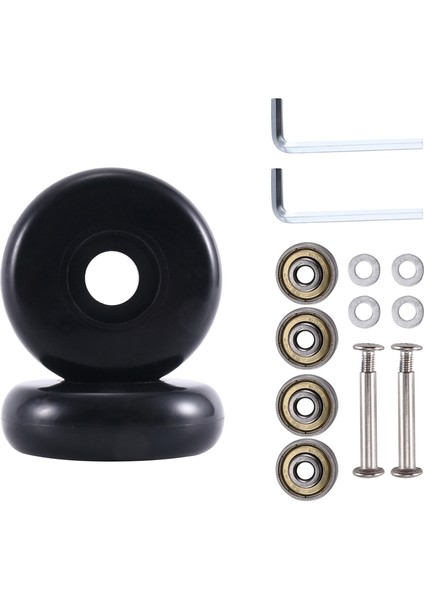 55MM x 18MM Bagaj Bavul Yedek Tekerlekler, Pu Döner Küçük Tekerlekler Karbon Çelik Rulmanlar Tamir Takımları Siyah (Yurt Dışından)