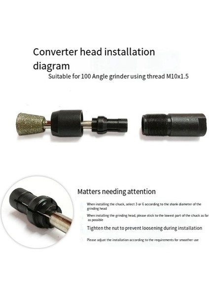 3/6mm Açı Öğütücü Düz Öğütücü Adaptörü Metal Öğütücü Chuck 100 Açı Öğütücü Taşlama Parlatma (Yurt Dışından)