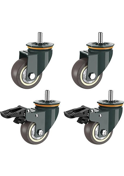 Küçük Tekerlekler, 4 Pcs M16 Dişli Frenli Ağır Hizmet Tekerlekleri Evrensel 360° Dönebilen Doğa Arabası Değiştirmeleri 3 Inç (Yurt Dışından)