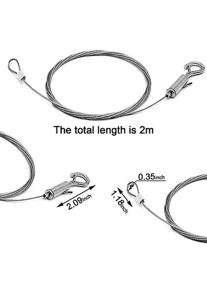 5 Adet Resim Asılı Tel Kiti, 2m x Φ1.5mm Paslanmaz Çelik Tel Ayarlanabilir Kanca ve Ray Kalıplama Kancası A (Yurt Dışından)