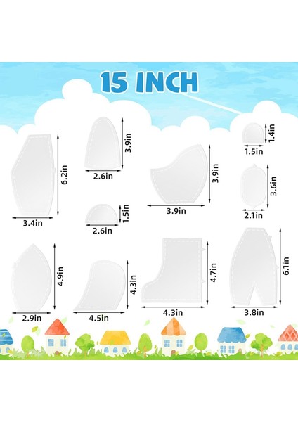 10PCS Memory Bear Şablon Cetvel Seti, Dikiş Kapitone Şablonları, Akrilik Kapitone Cetvelleri ve Şablonları 15 Inç (Yurt Dışından) fiyatları