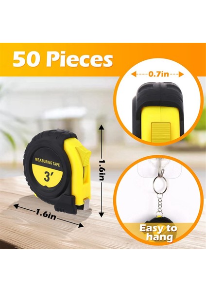 50 Parça Mini Mezura 3 Ft Geri Çekilebilir Anahtarlık Mezura Kolay Okuma Mezura Toplu Set (Yurt Dışından) fırsatları