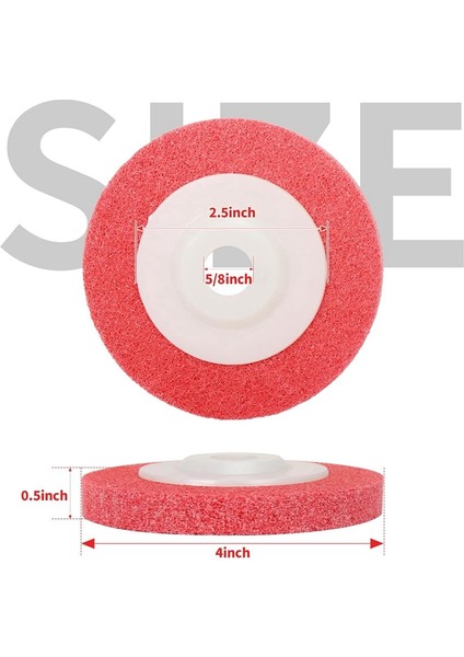 Inç x 5/8 Inç Naylon Fiber Düz Aşındırıcılar Açı Öğütücü Için Parlatma Parlatma Tekerleği 9p Sertlik 10 Parça, Kırmızı (Yurt Dışından)