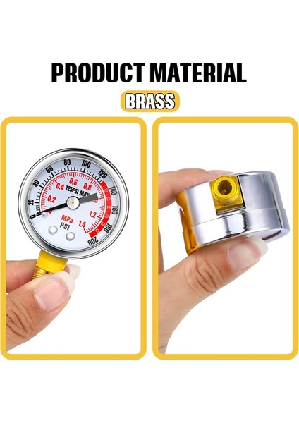 4 Adet 0-200 Psi Hava Basıncı Göstergesi 1/8ın Erkek Npt Bağlantısı Hava Göstergesi Alt Yan Montaj 1.57IN Kadranlı Hava Kompresörü Göstergesi (Yurt Dışından)