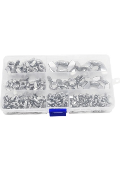 100 Adet Kanat Kuruyemiş Çeşitleri Kiti Paslanmaz Çelik Kelebek Vidalı Kapak El Somun Kilitleme Wingnuts Raptiye Aracı (Yurt Dışından)