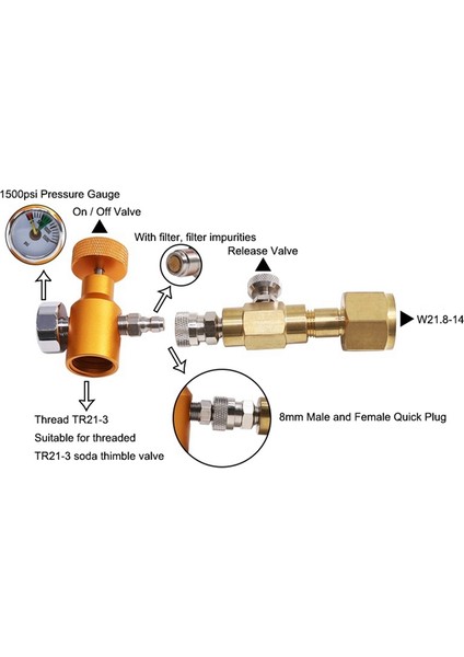 TR21-3 Ila W21.8-14 Için Co2 Silindir Tankı Şişesinin Değiştirilmesi Için Soda Su Co2 Adaptörü Karbonatör Dolum Dolum Istasyonu (Yurt Dışından)