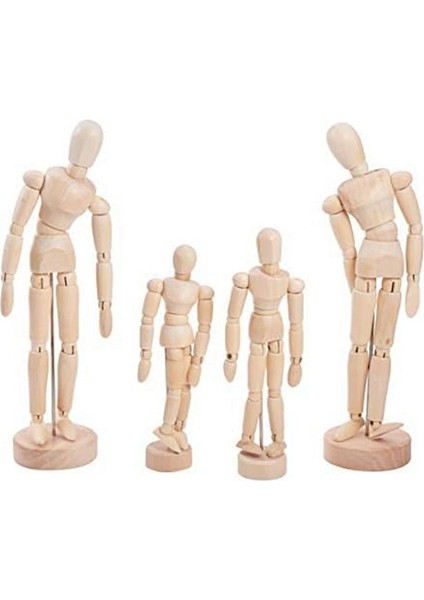 Ahşap Manken Blockhead, Ahşap Sanatçı Figürü Bebek Modeli Kroki Kömür Ev Ofis Masası Dekorasyon Hediye, 4 Adet (Yurt Dışından)