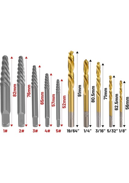 10 Adet Set Vida Çıkarıcı Kırık Tel Çıkarıcı, Düşen Vidaları ve Kırık Cıvata Donanım Araçlarını Çıkarmak Için Kullanılır. (Yurt Dışından)