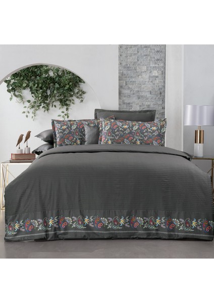 Tırol Gri Pamuk Saten Çift Kişilik Nevresim Takımı fiyatları