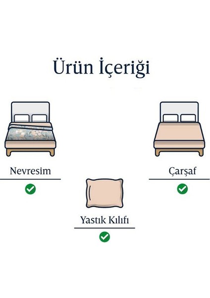 Umut Home Design Tek Kişilik Nevresim Takımı 160X240 cm / Lastikli Çarşaflı