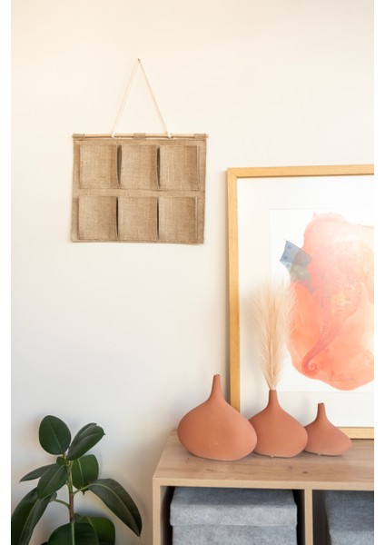 Jüt 6 Cepli Çok Amaçlı Askılı Duvar Tipi Dolap Içi Banyo Mutfak Düzenleyici Organizer 35X44 cm