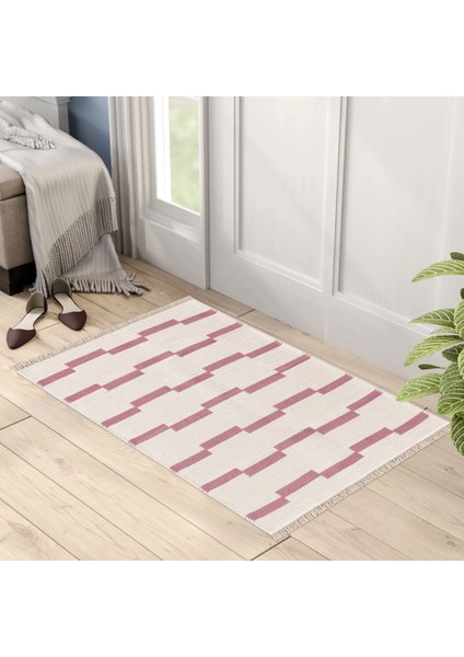 "homesteadart Rugs, Elegantwoven Koleksiyon Pembe Pamuk-Polyester Kilim - Çift Taraflı ve Nefes Alabilir Yapıda, 30°c'de Makinede Yıkanabilir, Katlanabilir, Robot Süpürge Uyumlu - Çeşitli Ebatlar"