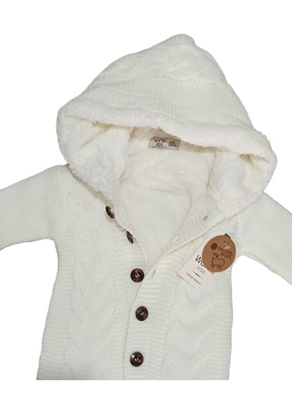 Wofım Kıds 2694 Bebek Natural Yün Triko Krem Tulum fırsatları