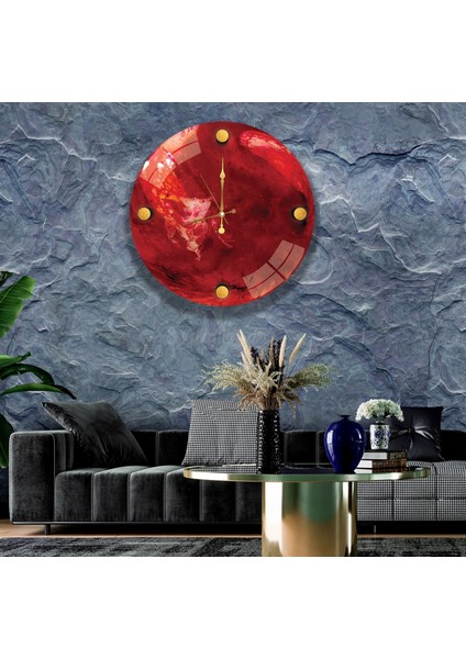 Kırmızı Mermer Cam Saat - 40 cm fiyatları