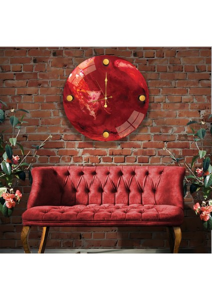 Kırmızı Mermer Cam Saat - 40 cm modelleri