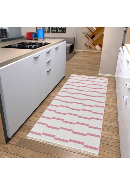 "homesteadart Rugs, Elegantwoven Koleksiyon Pembe Pamuk-Polyester Kilim - Çift Taraflı ve Nefes Alabilir Yapıda, 30°c'de Makinede Yıkanabilir, Katlanabilir, Robot Süpürge Uyumlu - Çeşitli Ebatlar"