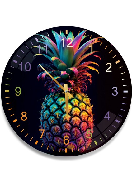 Renkli Ananas Cam Saat - 40 cm