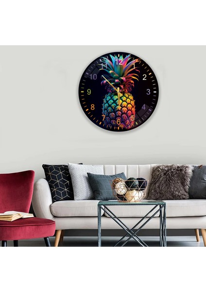 Renkli Ananas Cam Saat - 40 cm modelleri