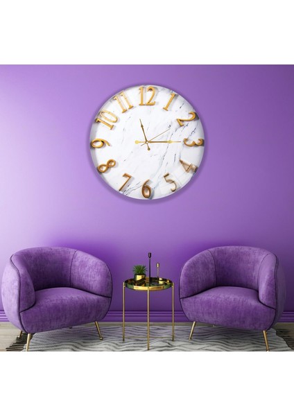 Mermer Desen Cam Saat - 60 cm modelleri