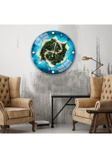 Balık Cam Saat - 60 cm modelleri
