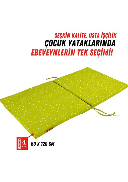 Uyku Meleği, Anne Yanı Park Yatak Süngeri, Katlanır Bebek Yatak, Beşik Süngeri 60X120 Yeşil