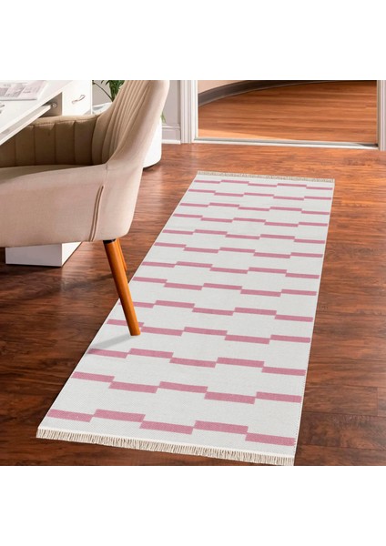 "homesteadart Rugs, Elegantwoven Koleksiyon Pembe Pamuk-Polyester Kilim - Çift Taraflı ve Nefes Alabilir Yapıda, 30°c'de Makinede Yıkanabilir, Katlanabilir, Robot Süpürge Uyumlu - Çeşitli Ebatlar"