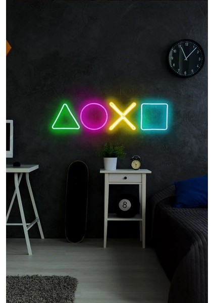 Sanec Play Station - LED Dekoratif Duvar Aydınlatması Neon Duvar Yazısı Sihirli LED Mesajlar