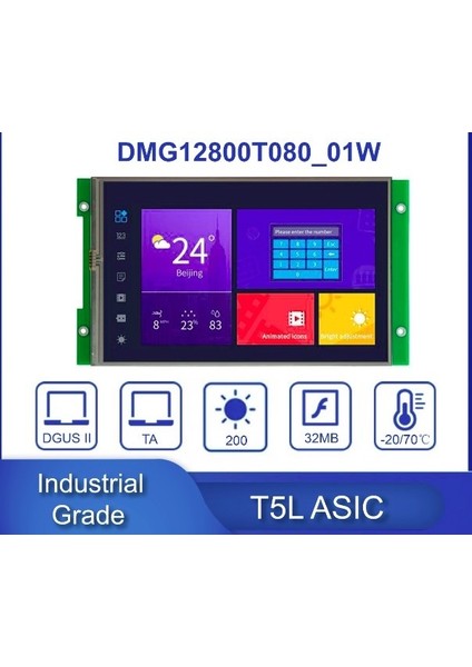 8 Inç Hmı Ekranı 800 * 1280 Piksel Çözünürlük 16,7 M Renkler Endüstriyel Sınıf Ekran Dwın DGM12800T080-01WTC