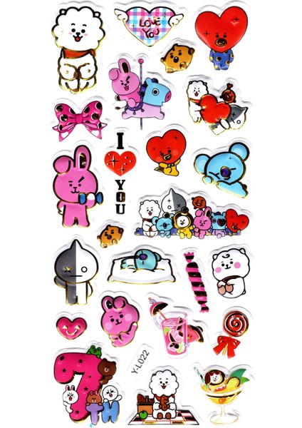 Sticker Kabartmalı Stiker Defter, Planlayıcı Etiket (LIMYL-022) - 17X9 cm - Bts Komik Kpop