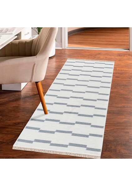 "homesteadart Rugs, Elegantwoven Koleksiyon Açık Gri Pamuk-Polyester Kilim - Çift Taraflı ve Nefes Alabilir Yapıda, 30°c'de Makinede Yıkanabilir, Katlanabilir, Robot Süpürge Uyumlu - Çeşitli Ebatlar"