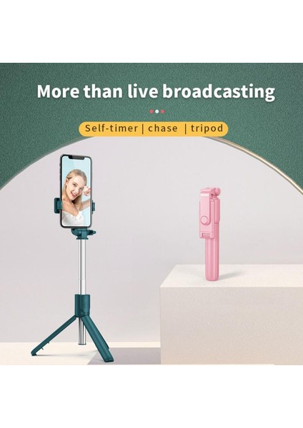 R1S Pembe 2023 Yenı Taşınabilir Kablosuz Bluetooth Telefon Teleskopik Selfie Çubuk Tripod Dolgu Işığı ile Huawei iPhone 13 Android Xiaomi Için (Yurt Dışından) fiyatları