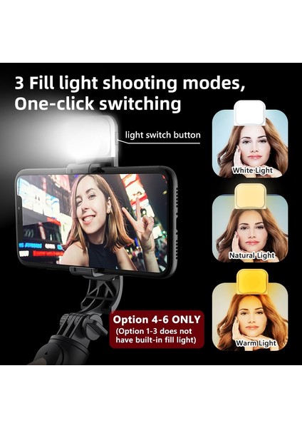 Seçenek 3 Selfie Çubuğu Katlanabilir Mini Tripod ile Dolgu Işığı Bluetooth Uzaktan Deklanşör Geri Çekilebilir Çubuk Huawei Xiaomi iPhone Cep Telefonu Için (Yurt Dışından) modelleri