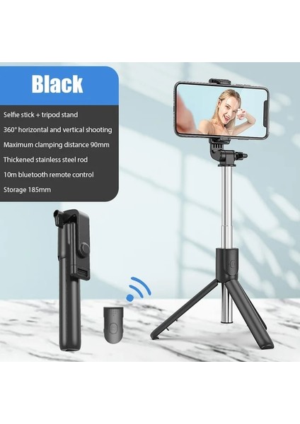 002 Bluetooth Kablosuz Selfie Çubuğu Geri Çekilebilir Çok Fonksiyonlu Katlanabilir Mini Tripod Deklanşör Akıllı Telefonlar Için Uzaktan Deklanşör (Yurt Dışından)
