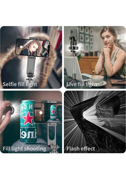 Seçenekler 03 Fangtuosı Yeni Uzun Selfie Çubuğu Bluetooth Kablosuz Deklanşör Selfie Büyük LED Işık Cep Telefonu Tutucu Için Katlanabilir Monopod Tripod (Yurt Dışından)