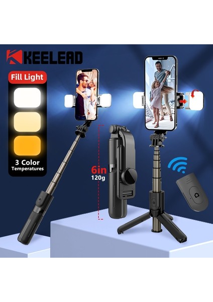 Seçenek 4 Taşınabilir Selfie Dolgu Işığı Selfie Çubuğu Geri Çekilebilir Çok Fonksiyonlu Telefon Tutucu Tripod Kablosuz Bluetooth Uzaktan Deklanşör (Yurt Dışından)