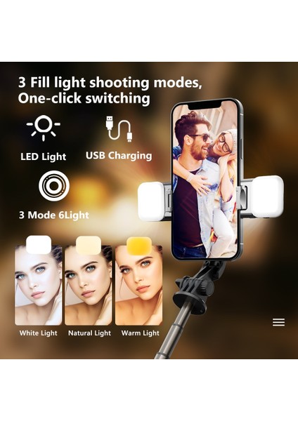 Seçenek 4 Taşınabilir Selfie Dolgu Işığı Selfie Çubuğu Geri Çekilebilir Çok Fonksiyonlu Telefon Tutucu Tripod Kablosuz Bluetooth Uzaktan Deklanşör (Yurt Dışından)