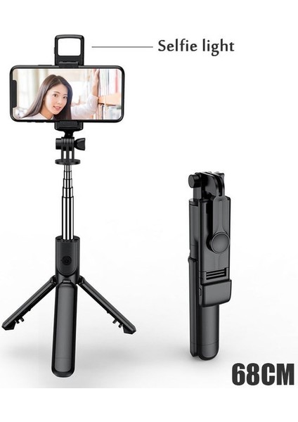 68CM Selfie Işığı Taşınabilir Bluetooth Selfie Çubuğu Telefon Tutucu Geri Çekilebilir Çok Fonksiyonlu 68CM Tripod Selfie Işığı ile Kablosuz Uzaktan Deklanşör (Yurt Dışından)