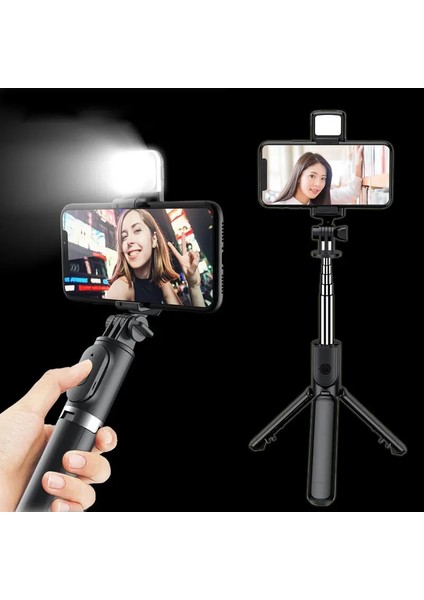 68CM Selfie Işığı Taşınabilir Bluetooth Selfie Çubuğu Telefon Tutucu Geri Çekilebilir Çok Fonksiyonlu 68CM Tripod Selfie Işığı ile Kablosuz Uzaktan Deklanşör (Yurt Dışından)