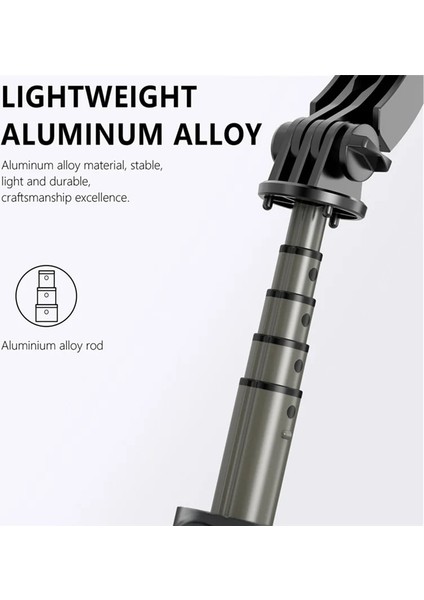 Işıklı Siyah Fangtuosı 2022 Yeni Kablosuz Selfie Çubuğu Bluetooth Deklanşörlü Bluetooth Katlanabilir Tripod Dolgu Işığı Alüminyum Alaşımlı Selfie Stck (Yurt Dışından)